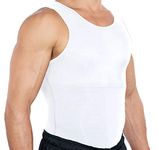 Esteem Apparel New Mens Compression Shirt Slimming Body Shapewear Undershirt, White, Large