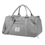 MOCARE Sports Gym Bag, Travel Duffel Tote Carry on Dance Bags with Shoes Compartment for Women and Men, Waterproof Multipurpose Overnight Weekender Bag for Yoga Fitness (Grey)