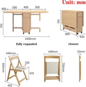 Solid Wood Drop Leaf Dining Table Set with 4 Chairs – Extendable Kitchen Furniture