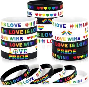 JUNEBRUSHS 42pcs Rainbow Gay Pride Silicone Bracelets LGBT Support Rubber Wristbands for Pride Day Month Parades Decorations Party Accessories Supplies