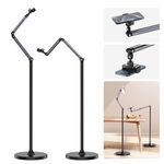 ULANZI TH07 Floor Stand Phone Holder 145mm, Overhead Phone Mount 360°Adjustable Rotable Carbon Steel Compatible with Phones 4.7"- 6.5"