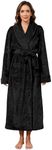 Hellomamma Long Bath Robe for Womens Plush Soft Fleece Bathrobes Nightgown Ladies Pajamas Sleepwear Housecoat, Black, Small-Medium