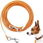 Mi Metty Tie Out Cable Chew Proof Dog Runner Cable with Durable Spring Rust- Proof Training Tether Reflective Training Runner，Dog Leash Run Tether for Yard Outdoor and Camping 10ft(3M)，Orange