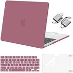 MOSISO Compatible with MacBook Air 13 inch Case 2024 2023 2022 M3 A3113 M2 A2681 Touch ID, Plastic Hard Shell&Keyboard Cover&Screen Film&Type C Adapter for MacBook Air 13.6 inch Case, Dusty Rose