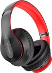 Glynzak Wireless Bluetooth Headphones Over Ear - 65H Playtime HiFi Stereo Headset with Microphone and 6EQ Modes Foldable Bluetooth V5.3 Headphones for Travel Smartphone Computer Laptop (Black Red)