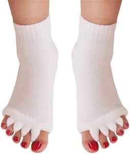 PRIMELUXE Compression Socks for Men & Women - Unisex Foot Alignment Socks, Toe Separator, Bunions, Crooked Toes, Heel Spurs, Arch Pain - Leg and Foot Pain Relief Support (White)