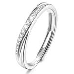 JeweBella 925 Sterling Silver Rings for Women Girls Adjustable Thumb Rings for Women Cubic Zirconia Ring Engagement Ring Wedding Promise Ring Silver Rings for Women Anniversary Jewellery Gifts