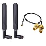 Gagool 2x8dBi WiFi RP-SMA Male Antenna 2.4GHz 5.8GHz Dual Band +2x15CM U.FL/IPEX to RP-SMA Female Pigtail Cable for Mini PCIe Card Wireless Routers,PC Desktop,Repeater,FPV UAV Drone and PS4 Build