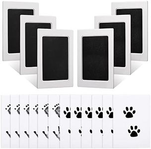 Outus Baby Inkless Handprint and Footprint Kit 6 Safe Hand and Foot Ink Pad Clean Touch Paw Print Stamp and 12 Card for Newborn Registry Family Keepsake Baby Shower Present, Black Color