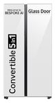 Samsung 653 L, 3 Star, Bespoke, Glass Door, Frost Free, Double Door, Convertible 5-in-1 Digital Inverter, Side By Side AI Enabled Smart Refrigerator with WiFi (RS76CB811312HL, Clean White)