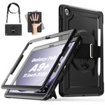 Samsung Galaxy Tab A9+ Plus Case 11 Inch 2023 (SM-X210/X216/X218), TrendGate Full Body Shockproof Case with Screen Protector, 360°Rotating Stand/Hand Strap, Shoulder Strap, for Galaxy Tab A9+, Black