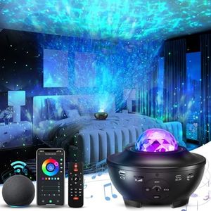 HEYAXA Galaxy Sky Star Projector LED Starry Night Light, Cool Planetarium Music Show Lamp with Speaker for Kids, Boys,Adults Bedroom Space and Home Ceiling Living Room Décor, Party (Black)