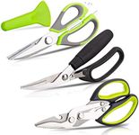 KOTTO 3 Pack Kitchen Scissors SET - Heavy Duty Kitchen Shears - for Chicken, Poultry, Fish and Food Cutting - Rustproof Stainless Steel - Dishwasher Safe - Black and Green