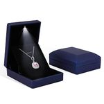 Rolin Roly 2PCS Black Pendant Box with LED Light Square Jewelry Necklace Case Jewellry Display Gift Boxes for Wedding Pendants Box Ceremony Engagement Proposal Anniversary (Black)