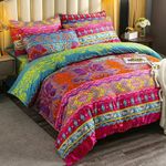 Story@Home Bedsheet for Double Bed with 2 Pillow Covers| Microfiber bedsheet | Soft & Light-Weight | Bedsheets for Double Bed | 225x250cm | 240TC | Multicolor | Motif | Perfect for Festive Gifting