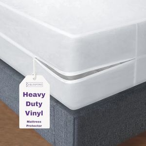Plastic Mattress Protector Zippered Olympic Queen, Waterproof Vinyl Mattress Cover, Heavy Duty Noiseless Mattress Encasement by Blissford