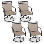 Giantex 4 Pieces Swivel Outdoor Chairs, Set of 4 Patio Dining Chairs, Round Steel Base, All-Weather Outside Chair for Porch Lawn Garden Backyard Poolside