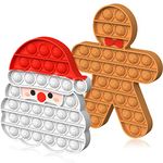 2 Pack Christmas Pop Poppet It Fidget Toys Set - Santa & Gingerbread Man, Christmas Eve Box Party Bag Stocking Fillers for Kids Gifts for Boys Girls Baby Xmas Popit Sensory Toy Game