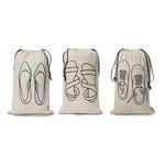 IVILLAGE Premium Reusable and Washable 100% Pure Cotton Fabric Shoe Covers/Bags with Drawstring Closure|Handcrafted Doodle Collection|Ideal for Travel, Home and Storage|Pack of 3|Off-White|Women