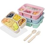 4 Pack Bento Lunch Box, 4 Compartme