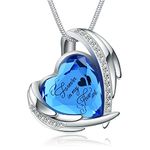 VCCWYQK Cremation Jewelry Crystal Heart Necklace for Ashes, Urn Necklace Keepsake for Urn for Memorial Jewelry (A-Bule)