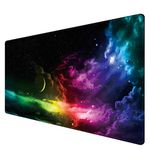 Benvo Extended Mouse Pad Large Gaming Mouse Pad- 35.4x15.7x0.12 inch Computer Keyboard Mouse Mat Non-Slip Mousepad Rubber Base and Stitched Edges for Game Players, Office, Study, Aurora Light Pattern