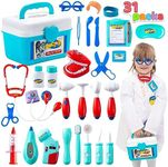 JOYIN 31Pcs Doctor Kit for Kids,Pretend Play Toys, Educational Dentist Medical Kit with Electronic Stethoscope,Doctor Role Play Costume,Durable Medical Dr Kit Toys for Boys Girls Gifts Ages 3+