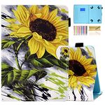 Dteck Universal Stand Wallet Case for Samsung Galaxy/Onn/Lenovo/Dragon Touch/Vankyo MatrixPad/LG G Pad/Huawei MediaPad/Android Tablet 9.6 9.7 10 10.1 10.2 10.3 10.4 10.5 Inch, Sunflower