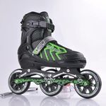 WRIZTI 3 Wheel Inline Skates Skating Shoes for Boys and Girls Age 10 to 14 Years Liner Roller Skates for Kids with Skating Protection Kit Set, Color Black, Size Large (Black)