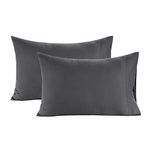 LANE LINEN 100% Organic Cotton Pillow Cases - King Size and Crisp Cool Percale Pillow Covers Sleeping Set of 2 Charcoal