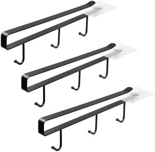 ECROCY Adhesive Cup Holder Under Cabinet - 3pcs x 6 Hook Coffee Cup Mug Holder for Kitchen, Fit for 1 Inch Thickness Shelf or Less - Only Fit for Flat Buttom Cabinet Without Any Lip