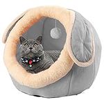 ShellKingdom Cat Bed for Indoor Cats, Cat House Furniture for Pet Kitten Tent Cave, Cute Dog Beds for Puppy Medium Dogs with Removable Washable Soft Cushioned Pillow (Grey)