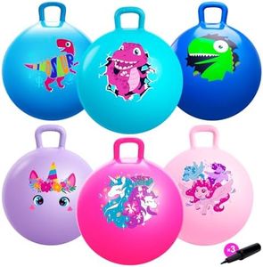 ZOOJOY 6pcs Hopper Balls for Kids 3-8, 18In Dinosaur & Unicorn Bouncy Ball with Handle, Sit on Hopping Toys for Sport/School/Team Active Play, Hippity Hop Ball for Indoor Outdoor Games with Pump