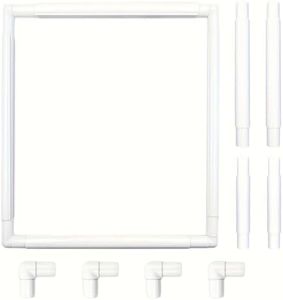 HAND U JOURNEY 2Pcs 17''x17'',11"x8" Universal Clip Frame Set, Square Rectangle Plastic Clip Frame for Embroidery, Quilting, Cross-Stitch, Punch Needle, Silk-Painting. Also Can be Used as 17''x11''