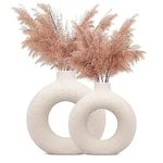 Indulge Homes Donut Vase Set of 2 (6.2 & 8.3 Inch) for Modern Home Decor/White Ceramic Hollow Donut Vase Decor/Table Centerpiece, Boho, Wedding, Living Room, Bookshelf, Office