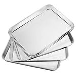 Bastwe Baking Sheet 5 Piece, Stainless Steel Baking Pan Set of 5, Toaster Oven Bakeware, Rectangle Size 10 x 8 x 1 inch, Non Toxic & Healthy, Superior Mirror & Rust Free, Easy Clean & Dishwasher Safe