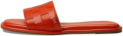 Michael Kors Hayworth Woven Leather Slide Sandal - 7 in Optic Orange