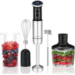 Andrew James 1000W 5 in 1 Digital Hand Blender, 8-Speed, LCD Display, 750ml Beaker 860ml Chopper, Immersion Blender Stick Blender, Food Processor & Milk Frother, Electric Whisk, Potato Masher