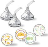 Taco 'Bout Fun First Birthday Fiesta Party Themed Kiss Sticker Labels, 300 Party Circle Sticker sized 0.75* * for Chocolate Drop Kisses by AmandaCreation, Great for Party Favors, Envelope Seals &