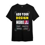 Khaos Customised T Shirt for Men Double Side Printing Personalised Name and Photo Image Tshirts Black Round Neck Half Sleeve -(2side-men-black-ydh-3XL)