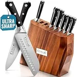 CUTLUXE 8-Piece Knife Block Set – Forged of High Carbon German Steel – Full Tang & Razor Sharp Blades – Acacia Wood Block – Artisan Series