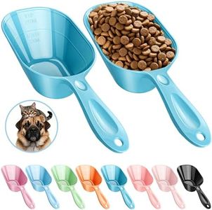 Fenenik Pet Food Scoop 2 Pack, Dog Cup Capacity Cat Food Scooper With Measuring Lines For Dog, Puppy and Cat Coffee Bean, Flour Scoop Bule