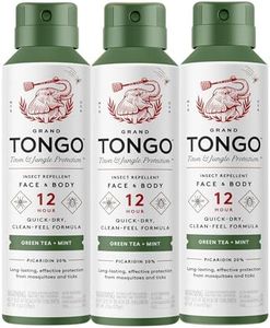 Grand Tongo Green Tea + Mint Insect Repellent, 12-Hour Mosquito & Tick Protection, Picaridin-Based, Water-Based, Lightweight, Quick-Drying, Vanishing Scent, DEET Alternative, Face & Body Use, 3 Pack