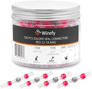 Wirefy 150 PCS Solder Seal Wire Connectors - Heat Shrink Solder Butt Connectors - Waterproof Solder Sleeves - Self Soldering Wire Connectors - Red 22-18 AWG