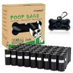 Dog Poo Bags - 1140 Counts Dog Poop Bags Rolls with Dispenser, Unscented Poo Bags for Dog, Extra Thick Strong Leak Proof Dog Waste Bags, Black - 57 Rolls