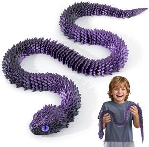 Nemoro 3D Printed Articulated Snake – 29.5'' Crystal-Like Movable Snake– Realistic Slithering Design, Collectible Articulated Model (Black Purple)