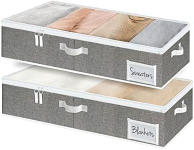 StorageWorks Underbed Storage Box, Underbed Clothes Storage Bin for Clothes, Blankets and Shoes, Foldable Underbed Bags, Gray, Large, 2 Pack