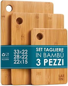 Taglieri in Legno Extra Spessi di Alta Qualità - Set di Tagliere in Bambù 3 Pezzi - 33x22cm / 28x22cm / 22x15cm - Ideale per Tagliare Carne, Verdure, Formaggi e Pane