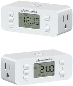 DEWENWILS 7 Day Heavy Duty Timers for Electrical Outlets, 2 Pack Dual Outlet Digital Timer, 3 Prong Programmable Light Timer for Indoor Lamp, Light, Fan, Pets, Home, Kitchen, Office, 125V 60Hz