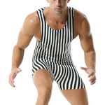 YOOBNG Mens Striped Wrestling Singlet Undershirt Athletic Supporters Shapewear Bodysuit Boxer Shorts One-Piece Jumpsuit